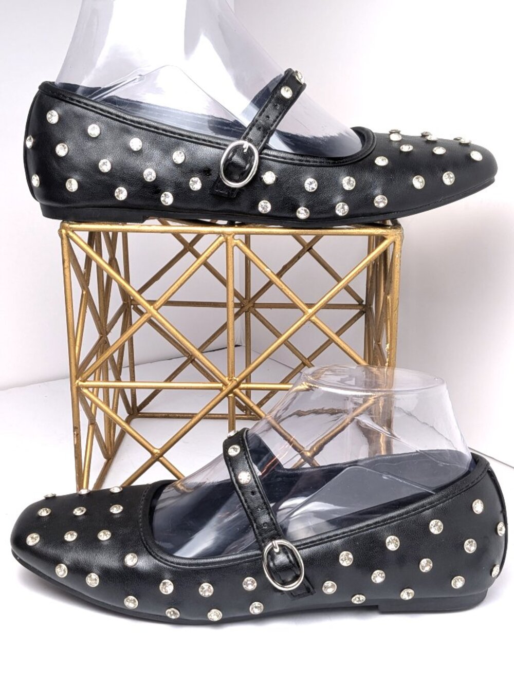Madden Girl Polly‑R Rhinestone Mary Jane Flats Black Size 6.5 — NWOB
